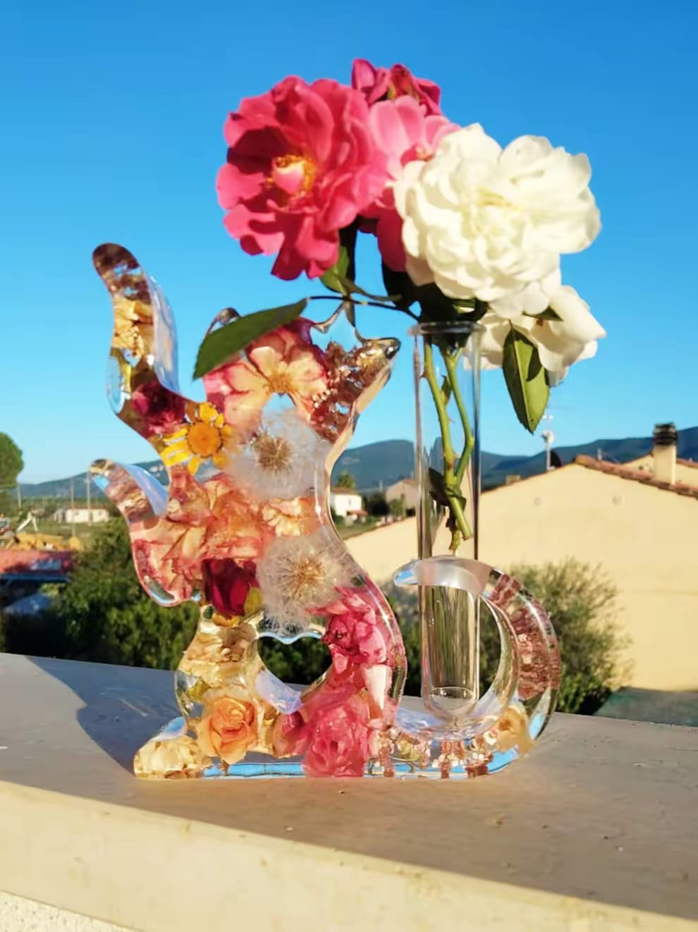 Vaso Gattino con Elementi Botanici