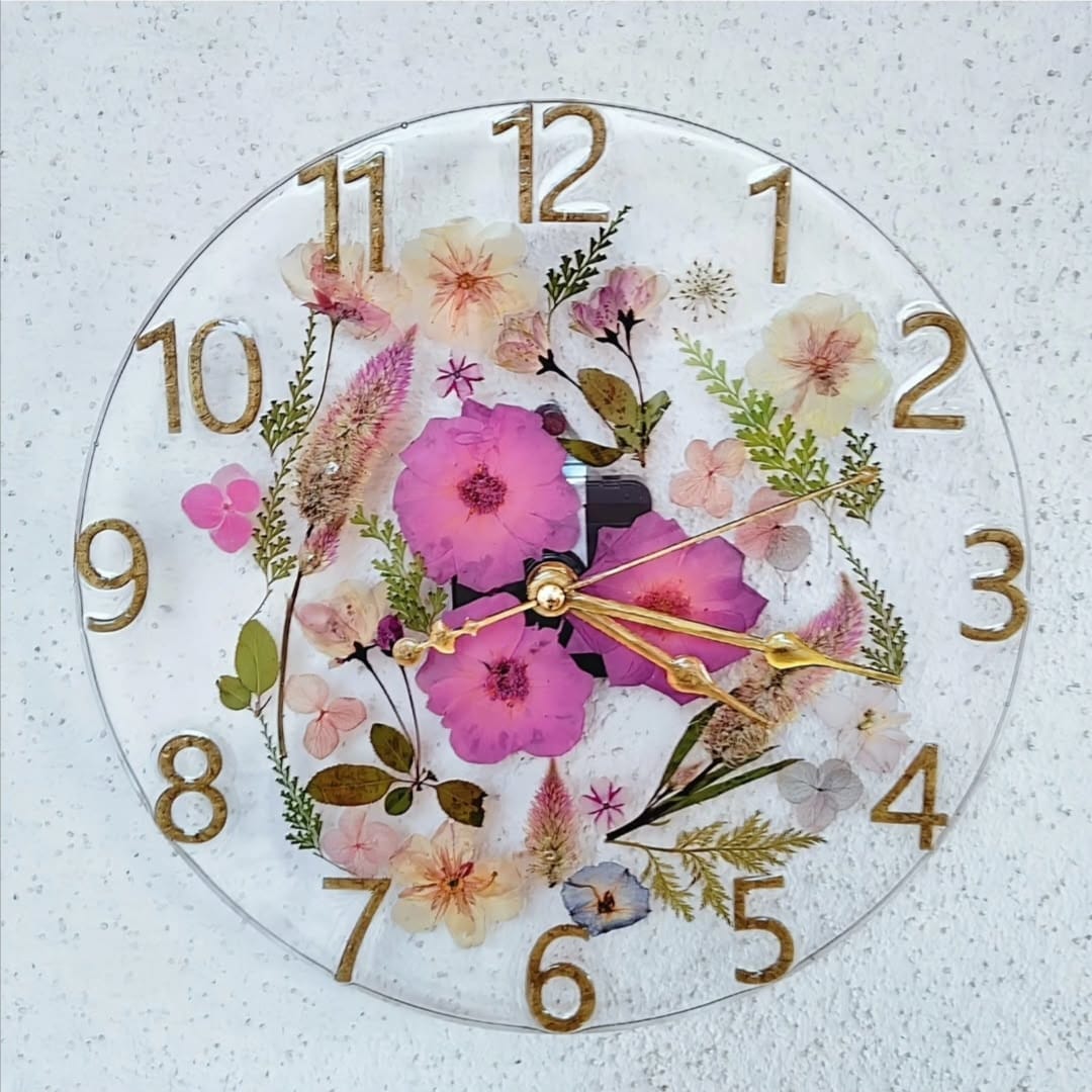 Orologio da Parete con Fiori Rosa