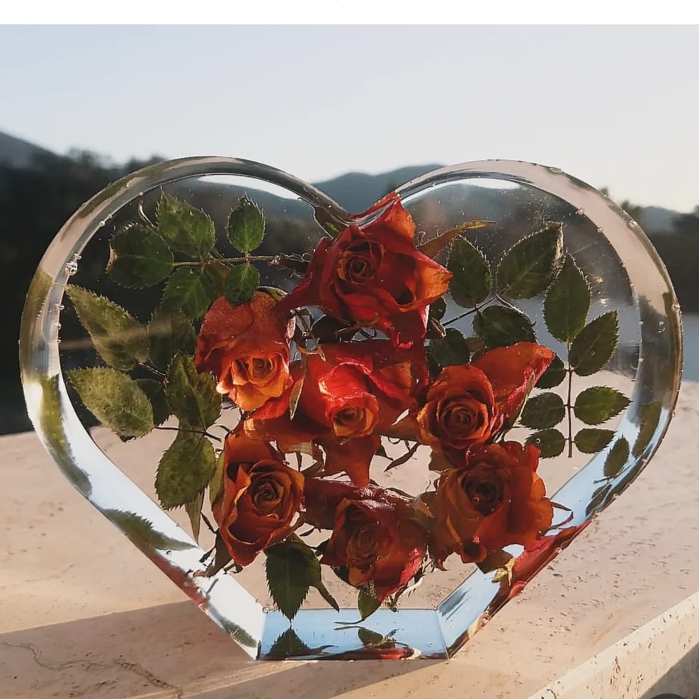 Cuore di Resina con Roselline