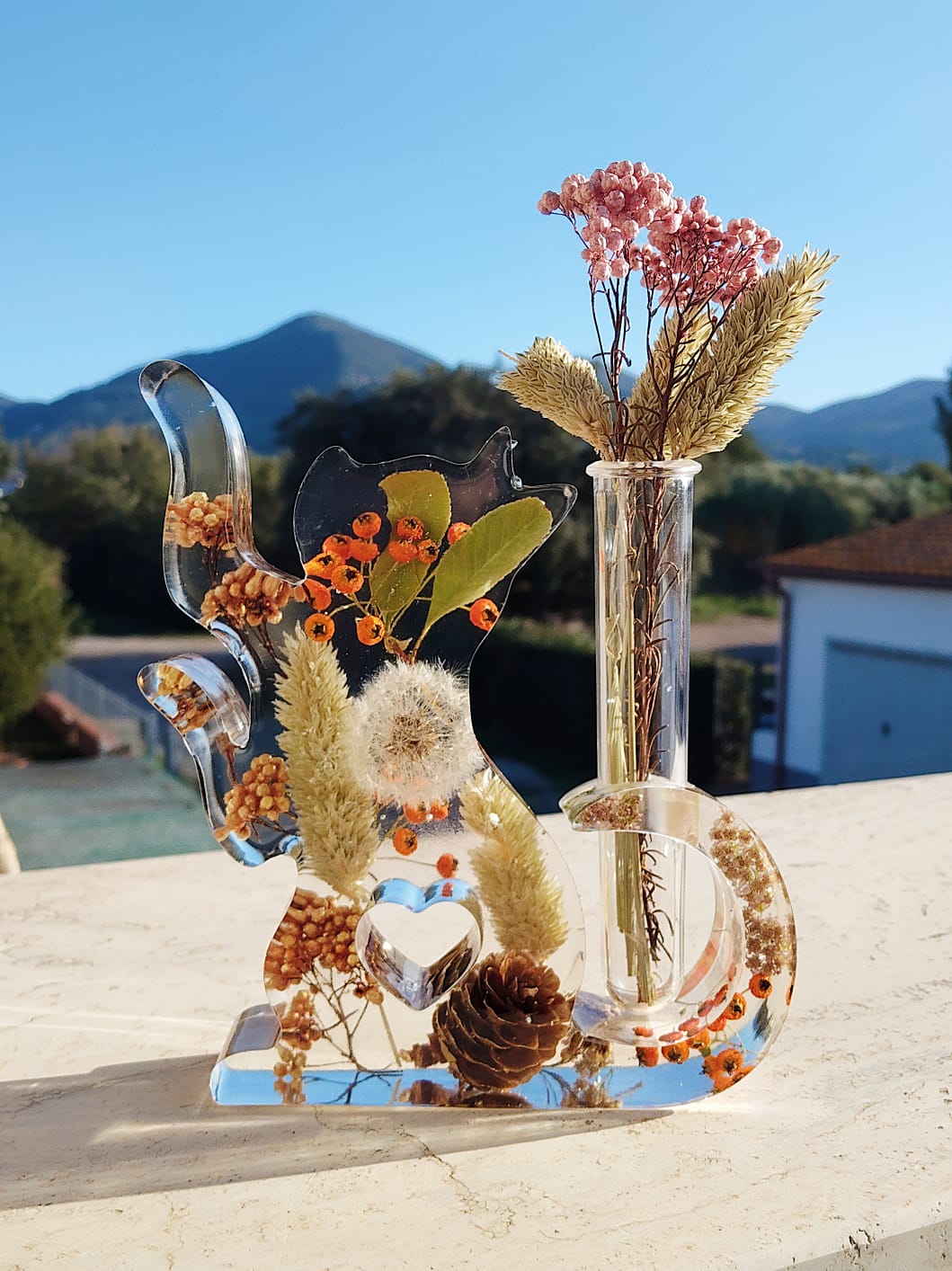 Vaso Gattino con Elementi Botanici Autunnali